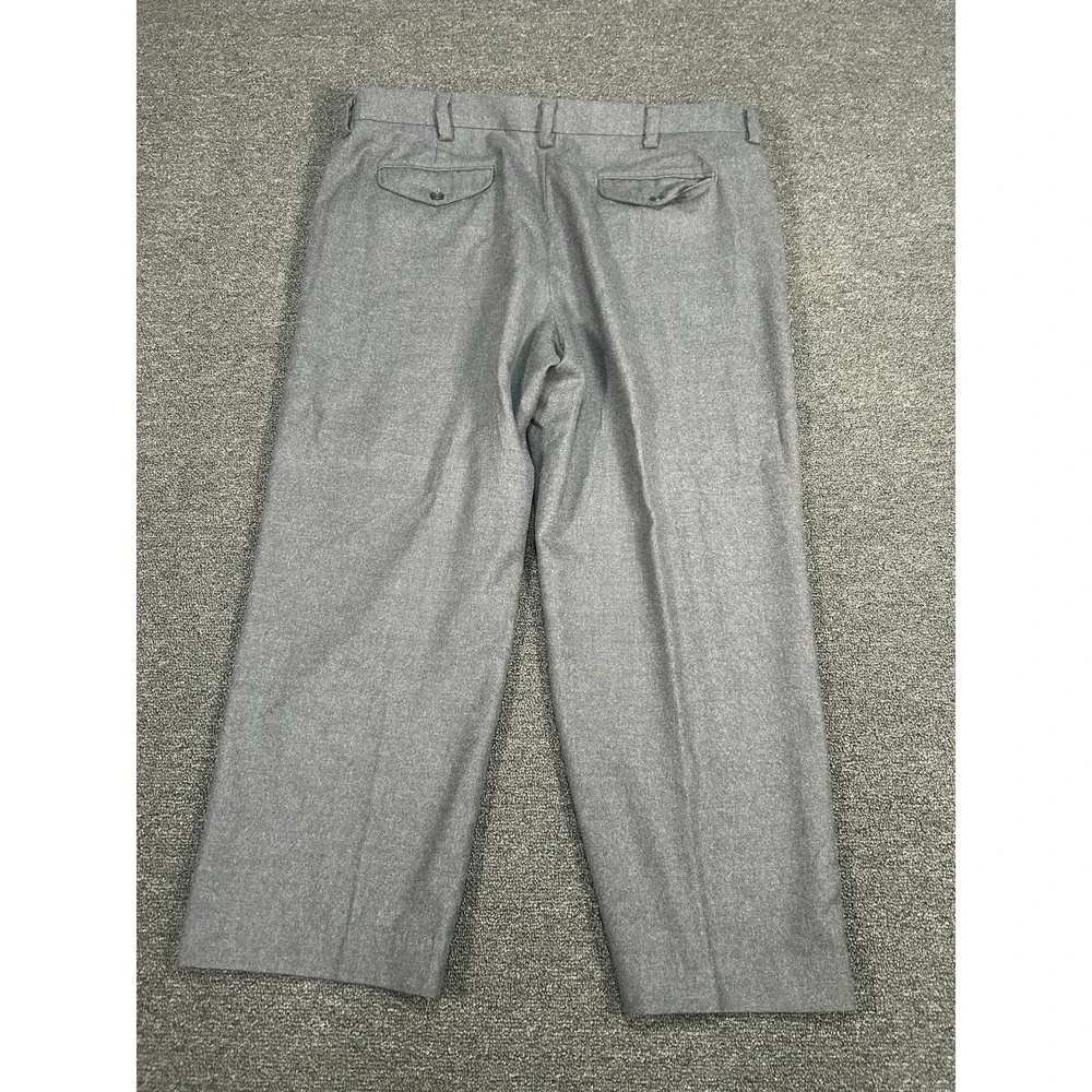 LL Bean Pants Men's 40x28 (Fits‎ 43x28) Gray 100% Wool Dress Slacks Business